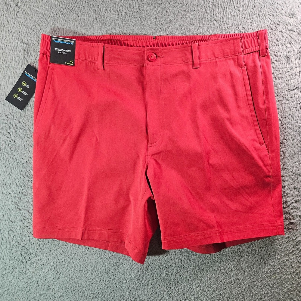 NWT Roundtree & Yorke Performance Shorts Men 40 x 7" Straight Fit Stretch Red